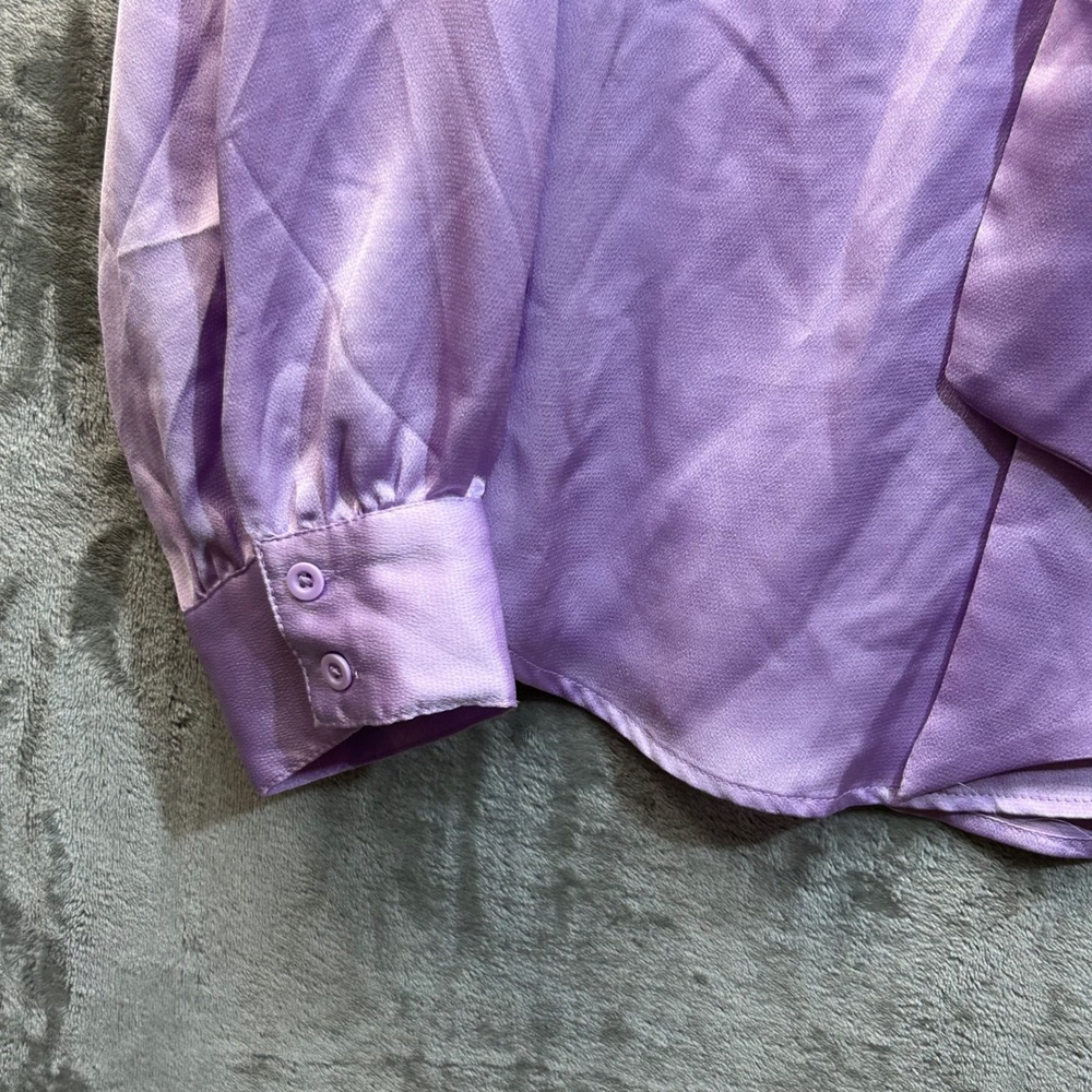 Torrid Lilac Purple Satin Tie Neck Long Sleeve Blouse Plus Size 00 Med/Large - Picture 4 of 9